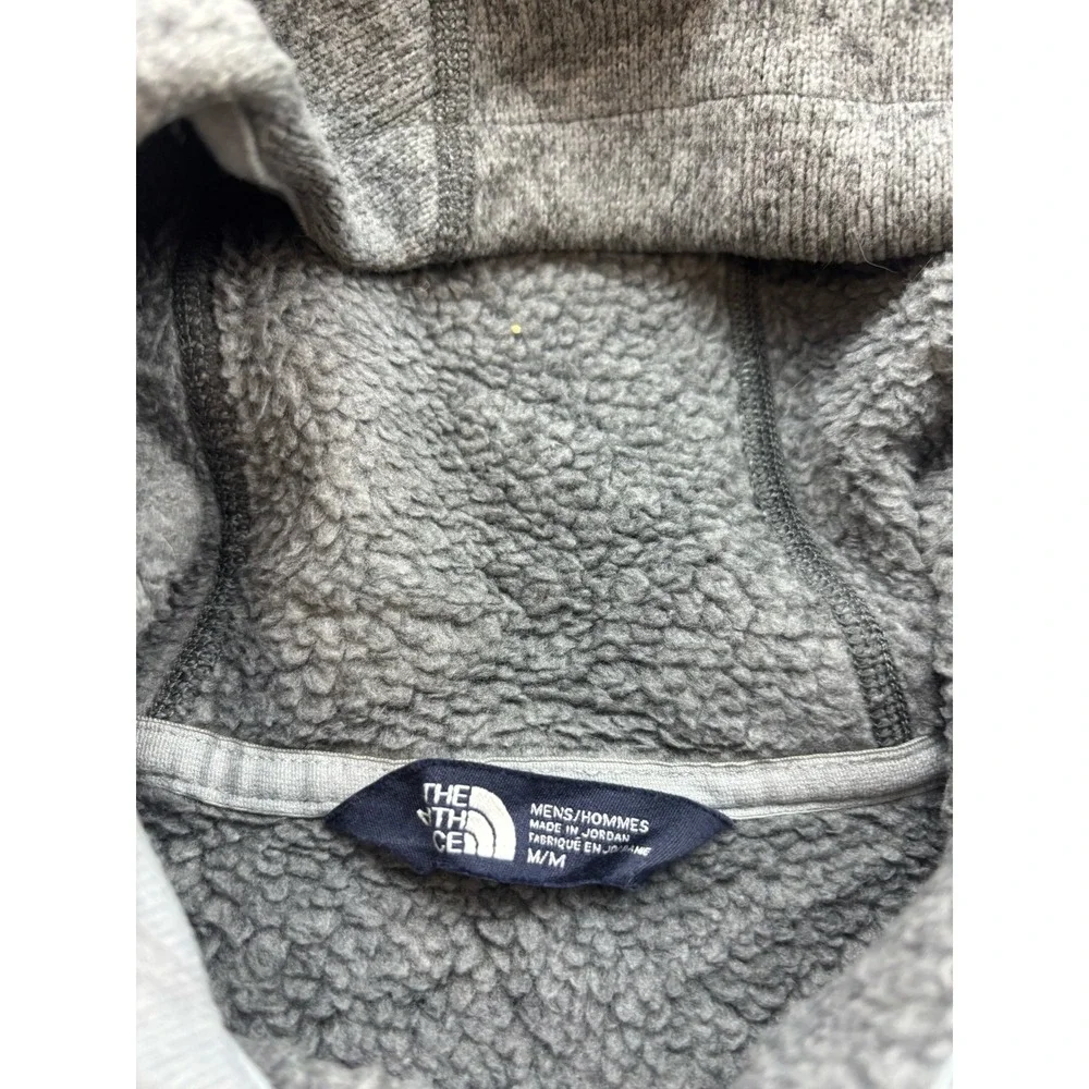 The North Face Gordon Lyons Mens Medium Gray Sweater Knit Fleece Full Zip Hoodie